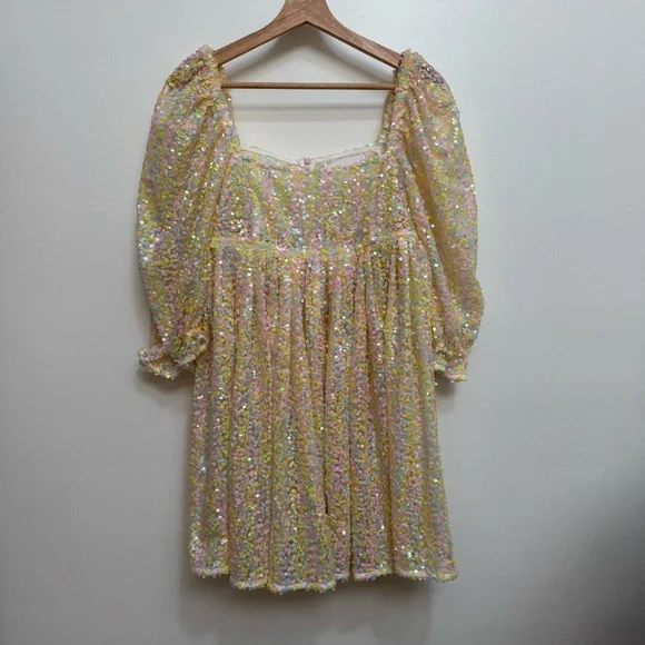 Selkie The Rainbow Sequin Puff Dress - Picture 2 of 16